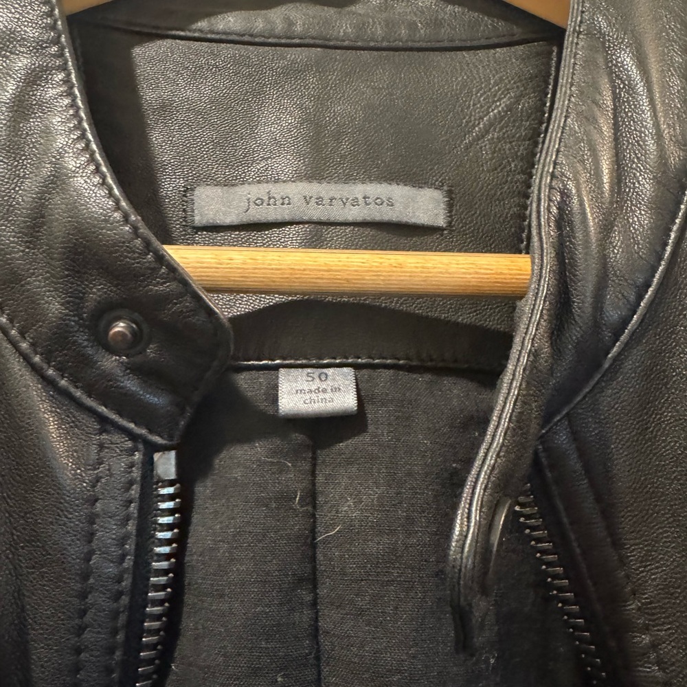 John Varvatos Men’s Black Leather Moto Jacket